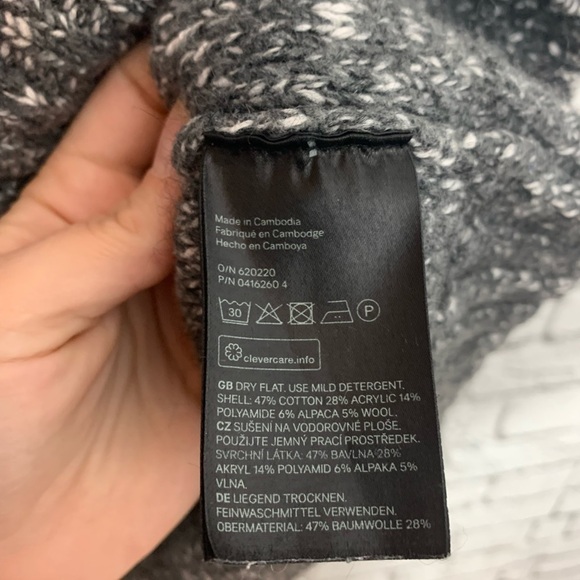 H&M Women’s Salt & Pepper  Knit Sweater Alpaca Wool Cotton Acrylic Blend SMALL - Picture 4 of 8